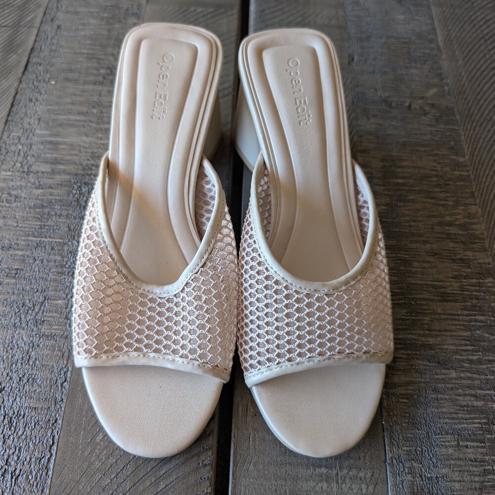 Open Edit Mesh Summer Block Heel Open Toe Sandals… - image 1